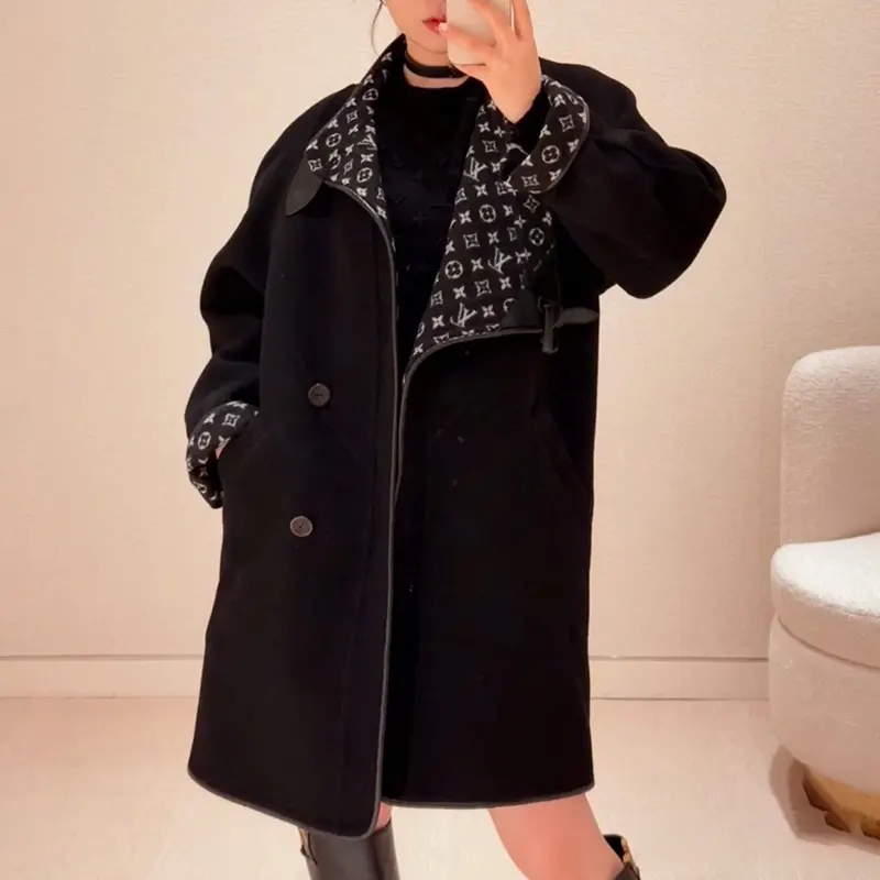 高級ブランドルイヴィトン フェイク ダブルフェイス クリップ フロントコート 1AHYE9