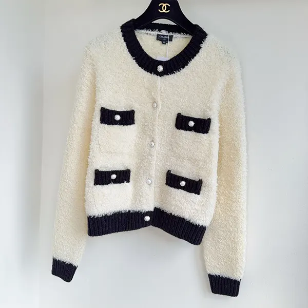大人気!シャネル カーディガン ふわふわ モノトーン sha46299