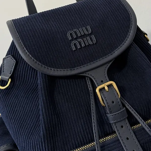 ミュウミュウ レザー トリミング コーデュロイ バックパック myk42994