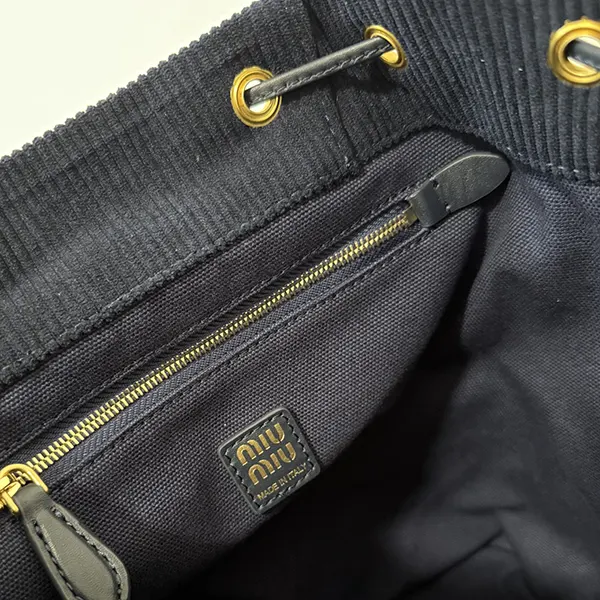ミュウミュウ レザー トリミング コーデュロイ バックパック myk42994