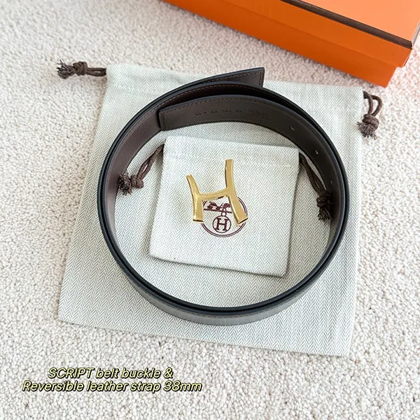 エルメスコピー ベルトバックル 《スクリプト》 & レザーベルト(キット) 38mm H011891UU83