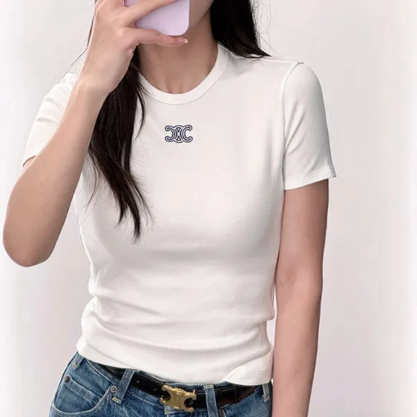 ♥『セリーヌ』トリオンフ Tシャツ コピー リブ編みコットン 新作 RX0IX1407