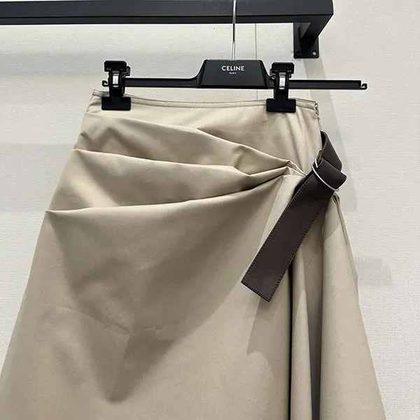 プレゼント最適 ロエベ レザートリム コットン&シルク ミディスカート loc31253