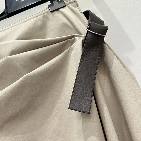 プレゼント最適 ロエベ レザートリム コットン&シルク ミディスカート loc31253