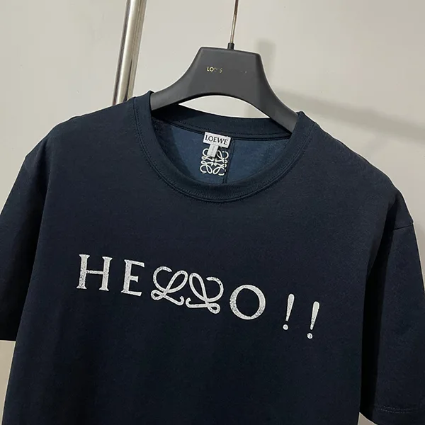 ロエベ プリント コットン混 ジャージー Tシャツ スーパーコピー ネイビー loi42164