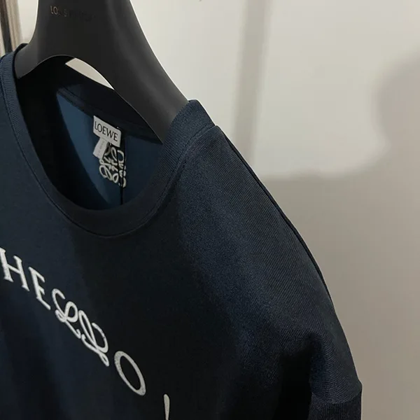 ロエベ プリント コットン混 ジャージー Tシャツ スーパーコピー ネイビー loi42164