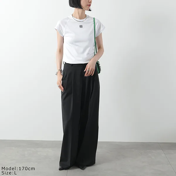 ロエベ Tシャツ SMALL FIT T-SHIRT スモールフィット S359Y22X96 S359Y22XA7 レディース 半袖 カットソー アナグラム 刺繍 カラー2色