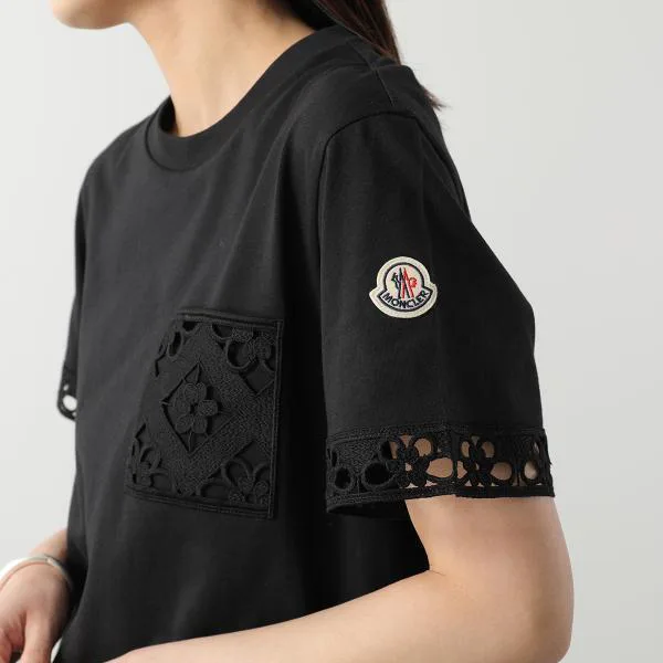 モンクレール Tシャツ 8C00025 89AUO レディース 半袖 コットンジャージー カットソー クルーネック マクラメ編み