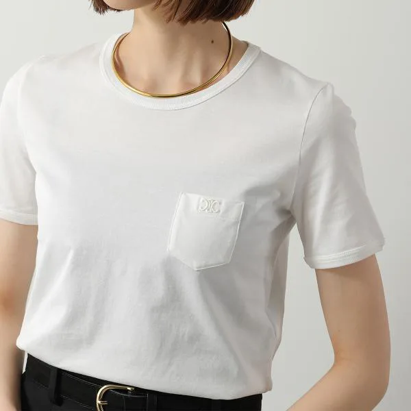 セリーヌ Tシャツ 2X93M671Q.01OW レディース トリオンフ刺繍 半袖 クルーネック カットソー 胸ポケット コットン ホワイト