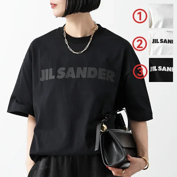 ジルサンダー Tシャツ J03GC0137 J20243 J45148 レディース 半袖 カットソー クルーネック ロゴT コットン オーバーサイズ