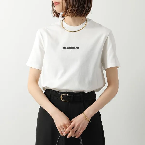 ジルサンダー 半袖 Tシャツ J02GC0142 J20103 レディース ロゴ カットソー ロゴT コットン クルーネック 102/PORCELAIN