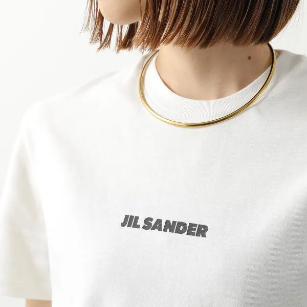 ジルサンダー 半袖 Tシャツ J02GC0142 J20103 レディース ロゴ カットソー ロゴT コットン クルーネック 102/PORCELAIN