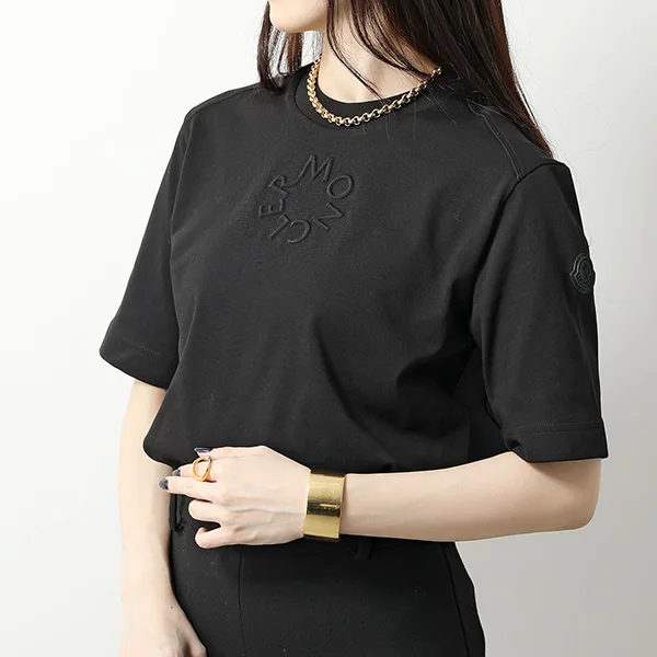 モンクレール マットブラック Tシャツ 8C00002 89A17 レディース 半袖 カットソー ロゴT クルーネック カラー2色