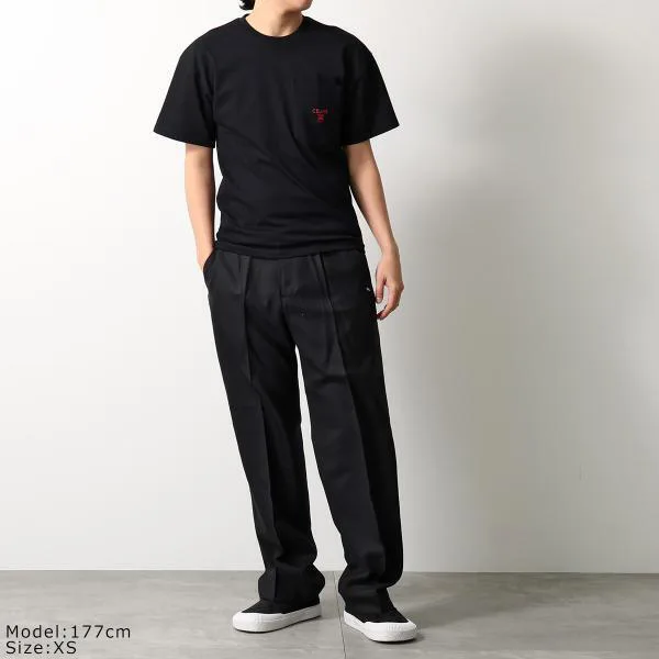セリーヌ Tシャツ RX0I31242.GDX7 レディース メンズ 半袖 カットソー トリオンフ ロゴT 刺繍 クルーネック コットン 胸ポケット ブラック