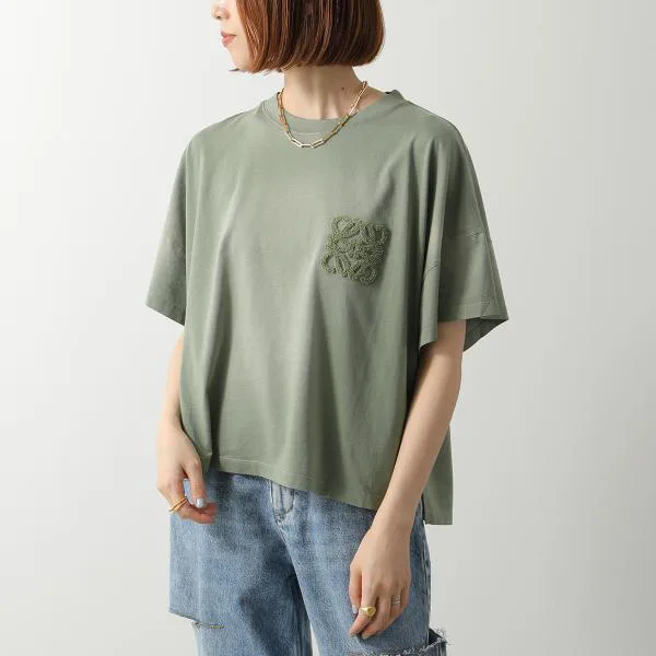 ロエベ Tシャツ S616Y22X81 レディース 半袖 カットソー コットン アナグラム刺繍 クルーネック カラー2色
