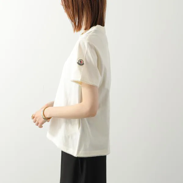 モンクレール Tシャツ MAGLIA MANICA CORTA TG 8C00027 89AUO レディース フリル ロゴパッチ カットソー コットン クルーネック 半袖