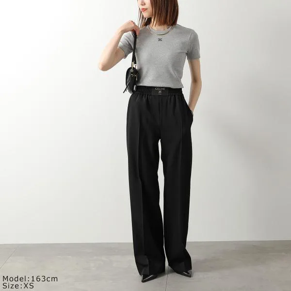 セリーヌ Tシャツ RX0M43O24.09MB レディース トリオンフ 刺繍 ロゴ クルーネック カットソー 半袖 グレー