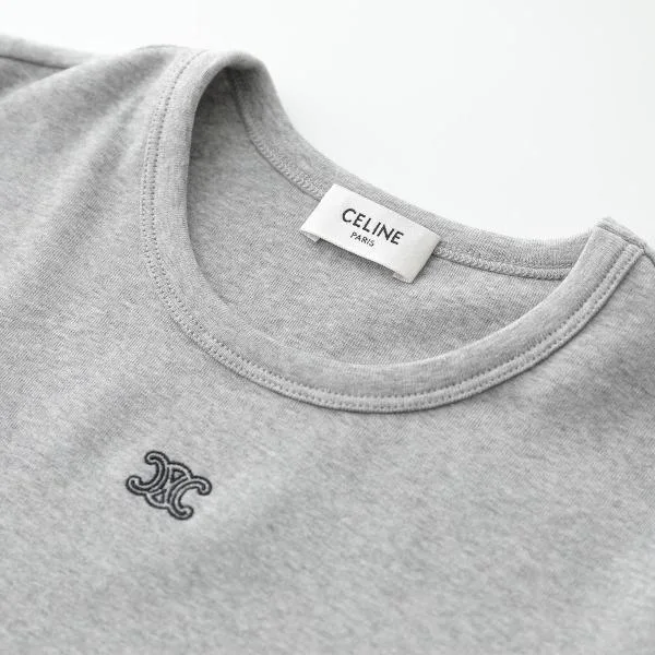 セリーヌ Tシャツ RX0M43O24.09MB レディース トリオンフ 刺繍 ロゴ クルーネック カットソー 半袖 グレー