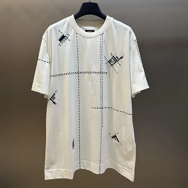 【大特価】フェンディ ホワイトのコットンTシャツ コピー fef94991