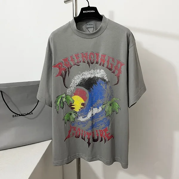 すぐ届く 【バレンシアガ】プリント コットンジャージー Tシャツ 偽物 bam97855