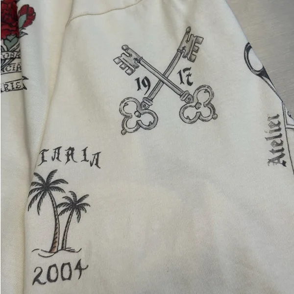 注目★バレンシアガ メンズ オーバーサイズ Tattoo Tシャツ クリーム bab00822