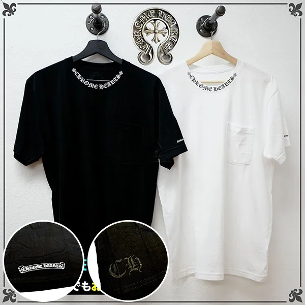 クロムハーツ ネックロゴ ショートスリーブ ティー ポケット Tシャツ クルー Kul44671
