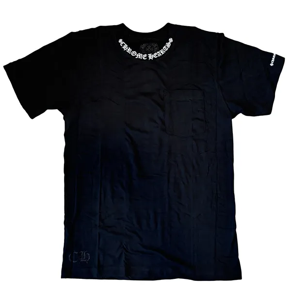 クロムハーツ ネックロゴ ショートスリーブ ティー ポケット Tシャツ クルー Kul44671