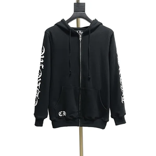 クロムハーツ OLD ZIP パーカー スーパーコピー バックホースシュー ダガージップアップ フーディ スウェットパーカー ブラック Kuh24921
