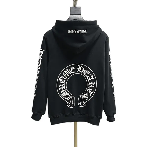 クロムハーツ OLD ZIP パーカー スーパーコピー バックホースシュー ダガージップアップ フーディ スウェットパーカー ブラック Kuh24921