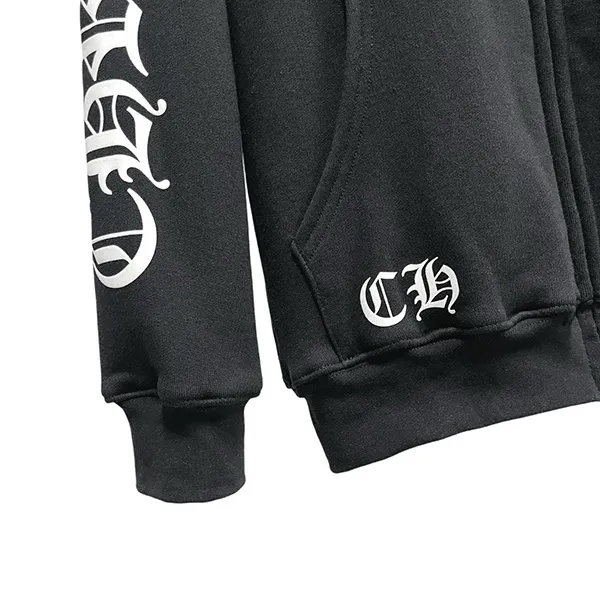 クロムハーツ OLD ZIP パーカー スーパーコピー バックホースシュー ダガージップアップ フーディ スウェットパーカー ブラック Kuh24921