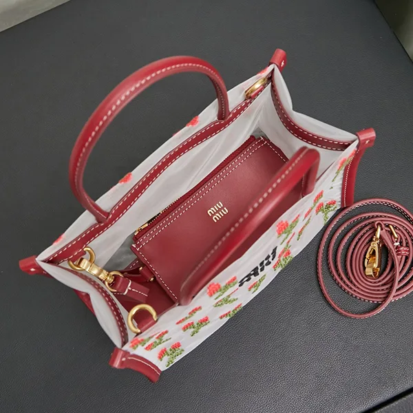 人気☆ ミュウミュウ メッシュ ハンドバッグ フローラル刺繍