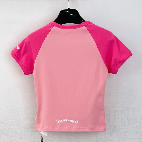 クロムハーツ ピンクバイン柄クロップドベビーシャツTシャツ