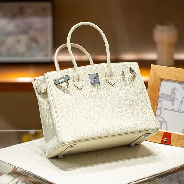 エルメス バーキン 30 スーパーコピー トートバッグ マッシュルーム色 シルバー 金具