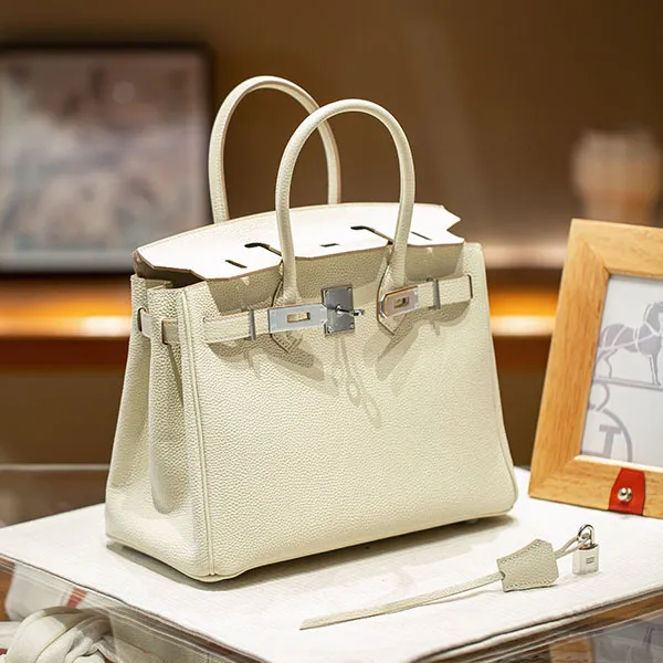 エルメス バーキン 30 スーパーコピー トートバッグ マッシュルーム色 シルバー 金具