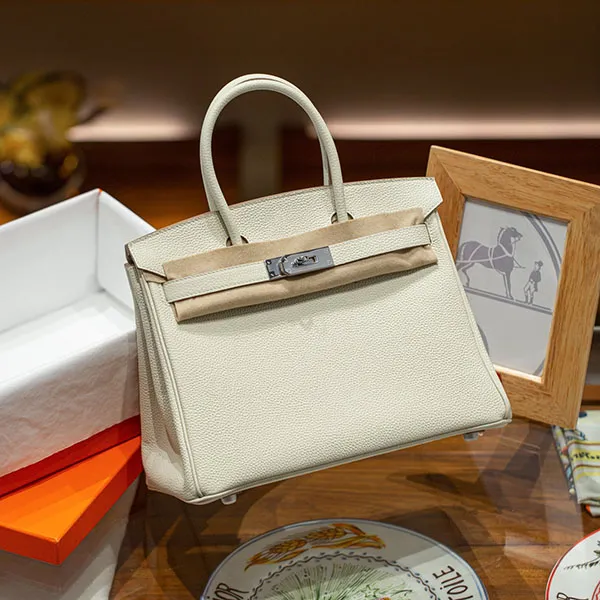 エルメス バーキン 30 スーパーコピー トートバッグ マッシュルーム色 シルバー 金具