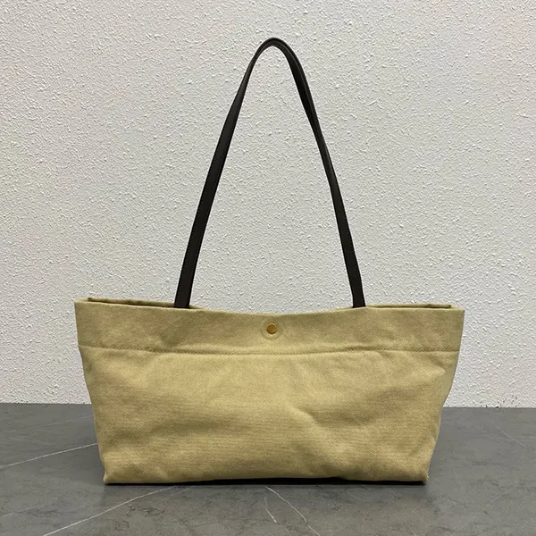 ザ・ロウ Idaho ベージュ ショルダーバッグ キャンバス×レザー