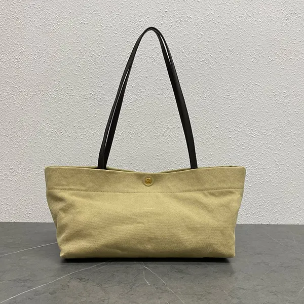 ザ・ロウ Idaho ベージュ ショルダーバッグ キャンバス×レザー