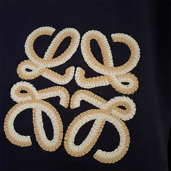 ロエベ アナグラム刺繍 コットンフーディー パーカー スーパーコピー ネイビー