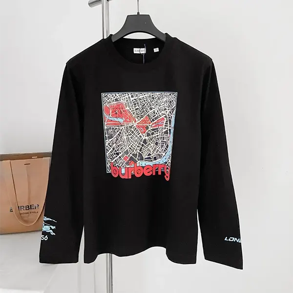バーバリー ロングスリーブ ロンドンマップ コットンTシャツ スーパーコピー 81346691