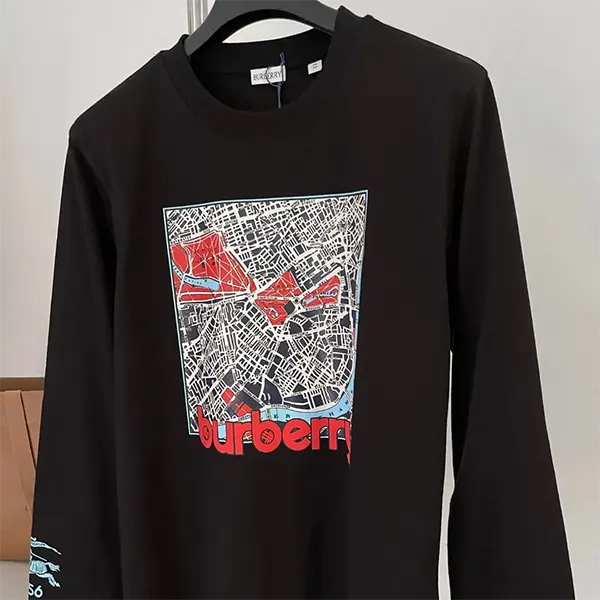 バーバリー ロングスリーブ ロンドンマップ コットンTシャツ スーパーコピー 81346691