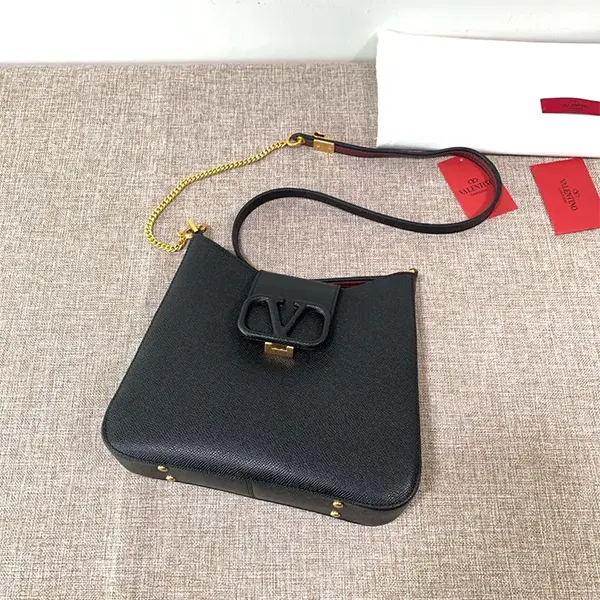 ヴァレンティノ VSLING スモール グレインレザー ホーボーバッグ スーパーコピー ブラック